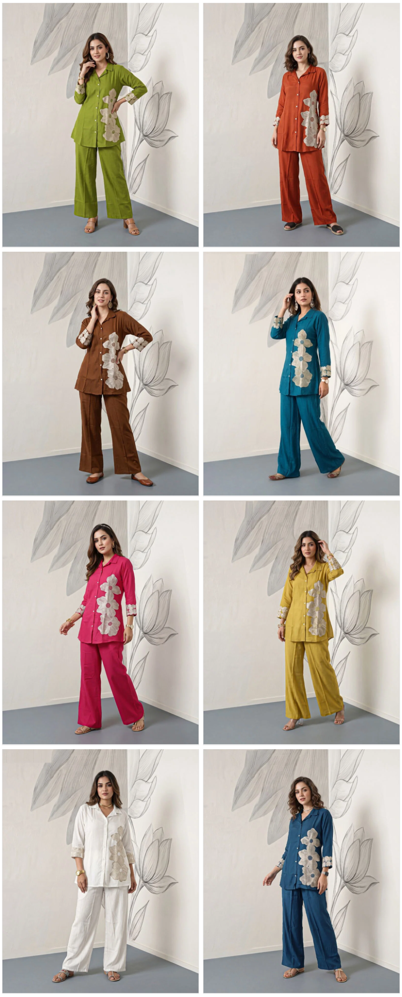 Naisha K 1236 Mul Chanderi Hand Embroidered Co Ord Set Catalog — Wholesale Kurtis, Naisha wholesale from Surat — Photo 9