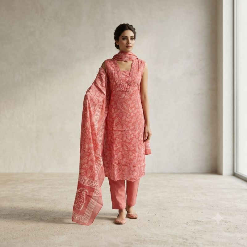 Naisha K 1244 Cambric Cotton Neck Work Kurti With Bottom Dupatta Set — Wholesale Kurtis, Naisha wholesale from Surat — view 5