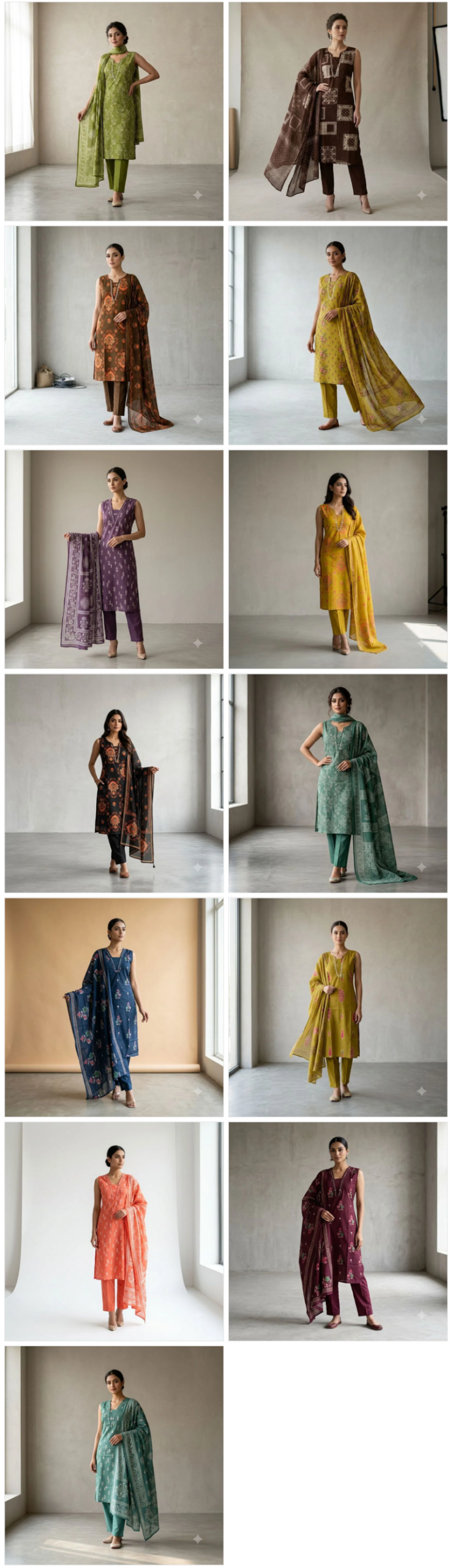 Naisha K 1244 Cambric Cotton Neck Work Kurti With Bottom Dupatta Set — Wholesale Kurtis, Naisha wholesale from Surat — view 29