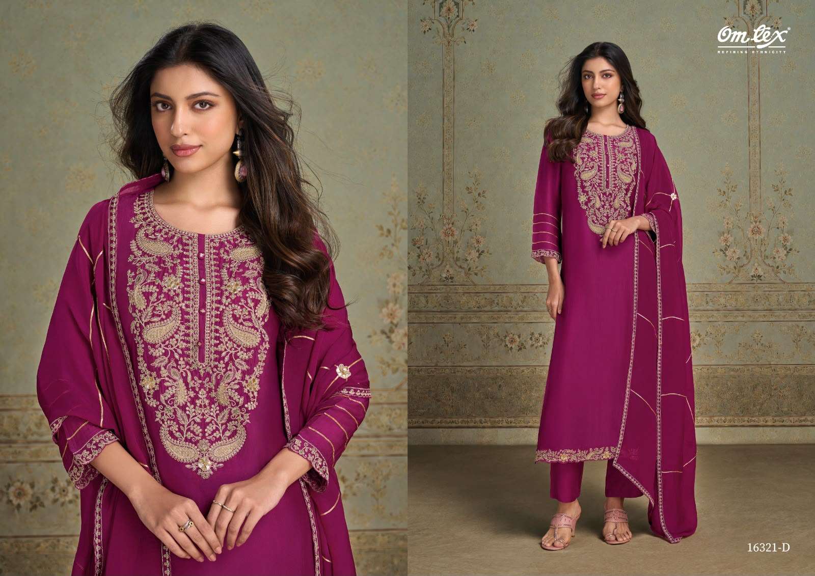 Omtex Liliana Silk Embroidery Designer Work Suit — Wholesale Dress Material, Omtex wholesale from Surat — Photo 3