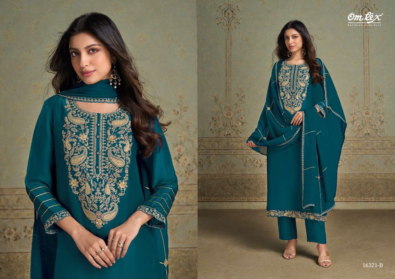 Omtex Liliana Silk Embroidery Designer Work Suit — Wholesale Dress Material, Omtex wholesale from Surat — Photo 4