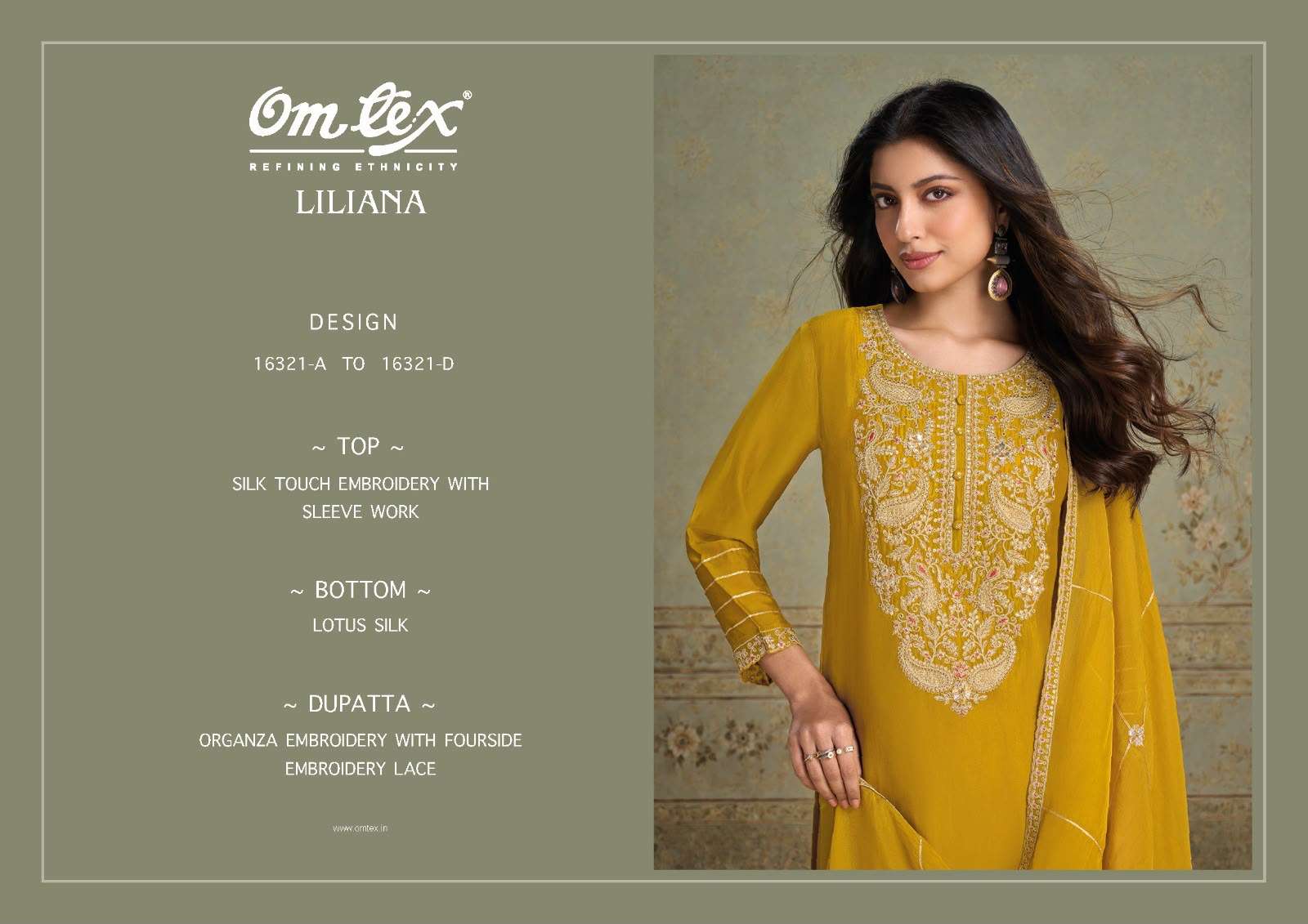 Omtex Liliana Silk Embroidery Designer Work Suit — Wholesale Dress Material, Omtex wholesale from Surat — Photo 7