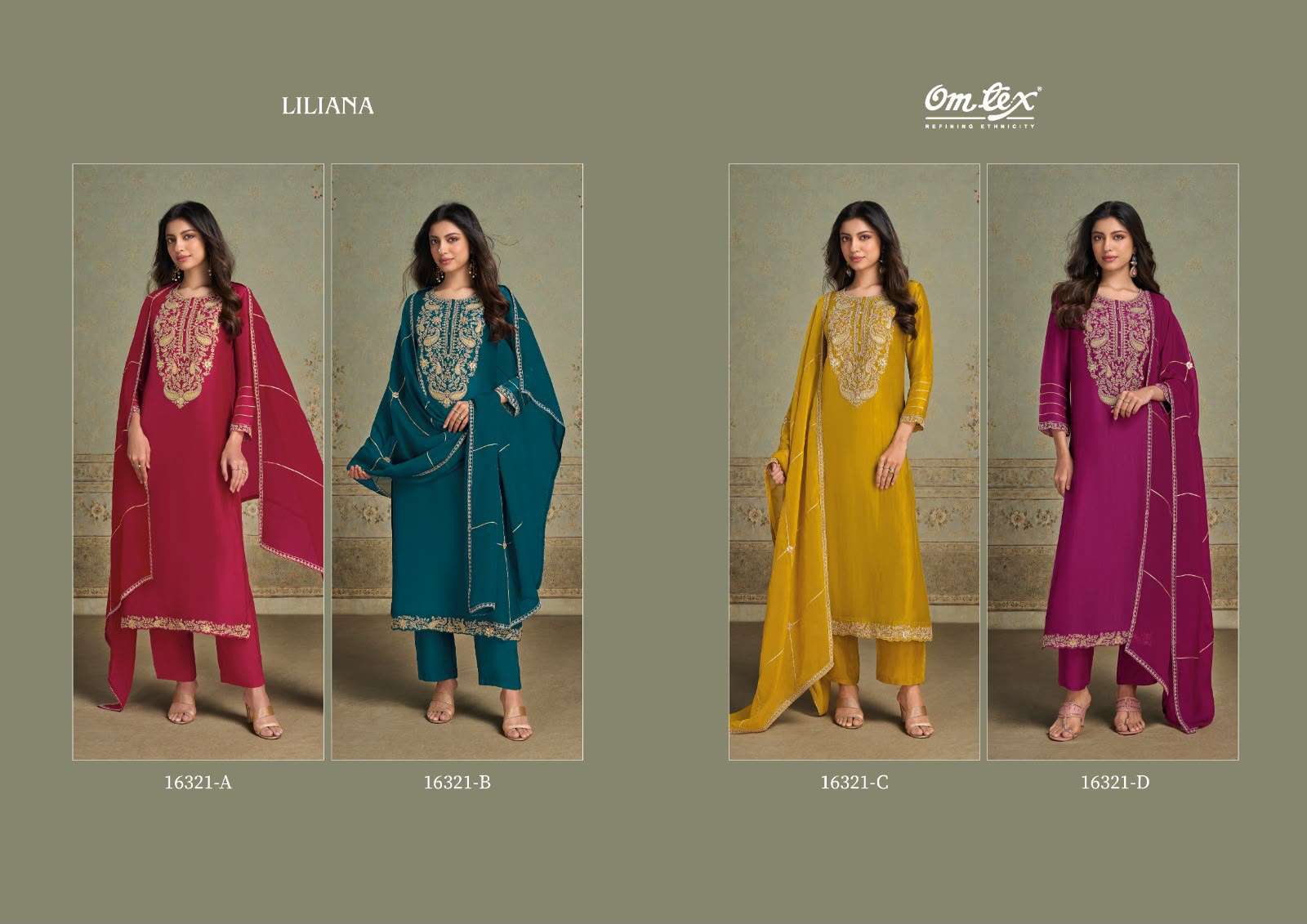 Omtex Liliana Silk Embroidery Designer Work Suit — Wholesale Dress Material, Omtex wholesale from Surat — Photo 6
