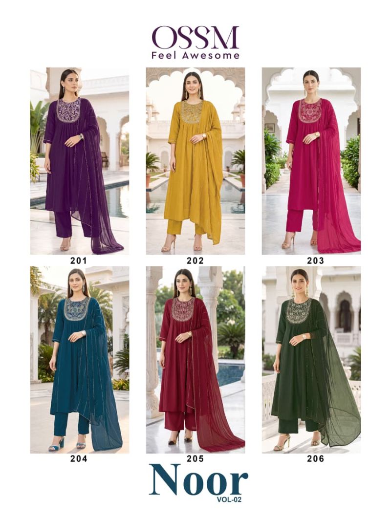 Ossm Noor Vol 2 Mul Chanderi Embroidered Kurti With Bottom Dupatta Set — Wholesale Kurtis, Ossm wholesale from Surat — Photo 7