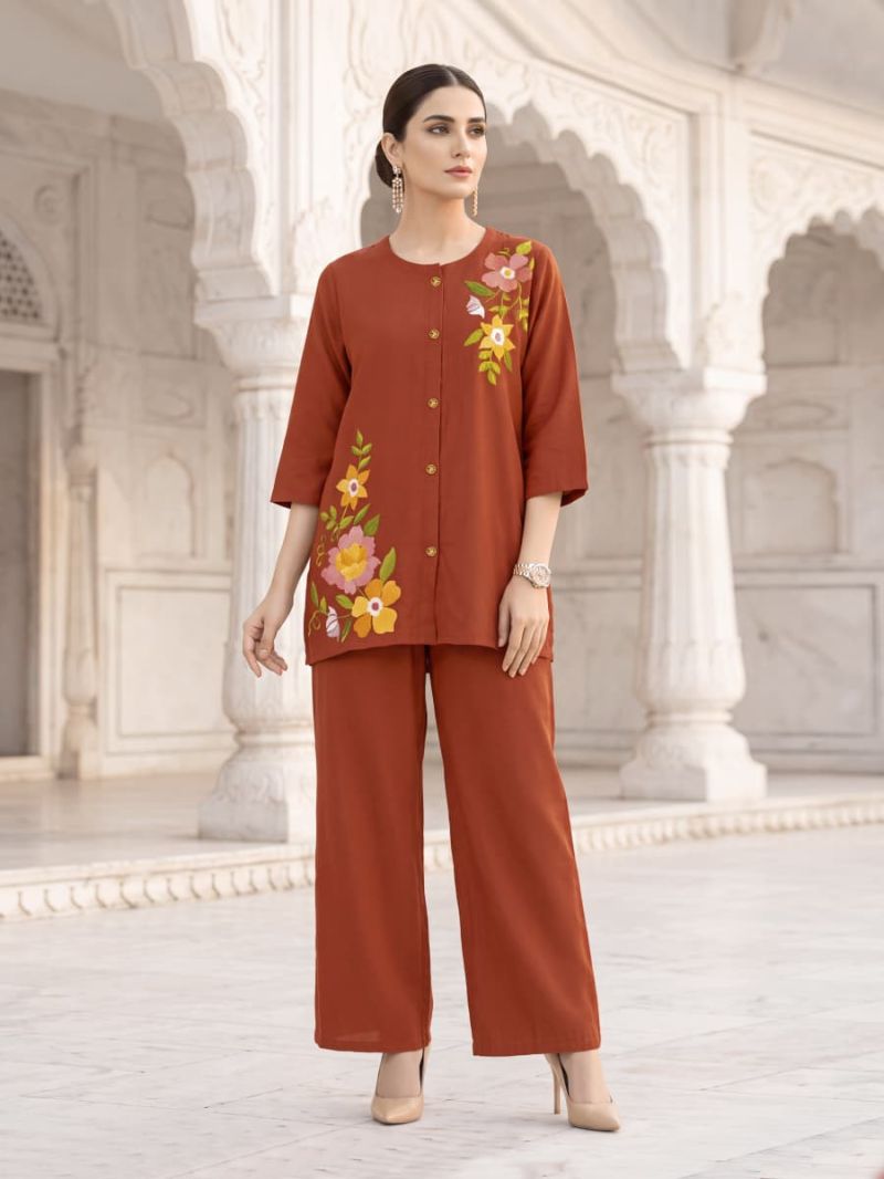 Ossm Pihu 101 To 106 Mul Chanderi Embroidered Co Ord Set Caatalog