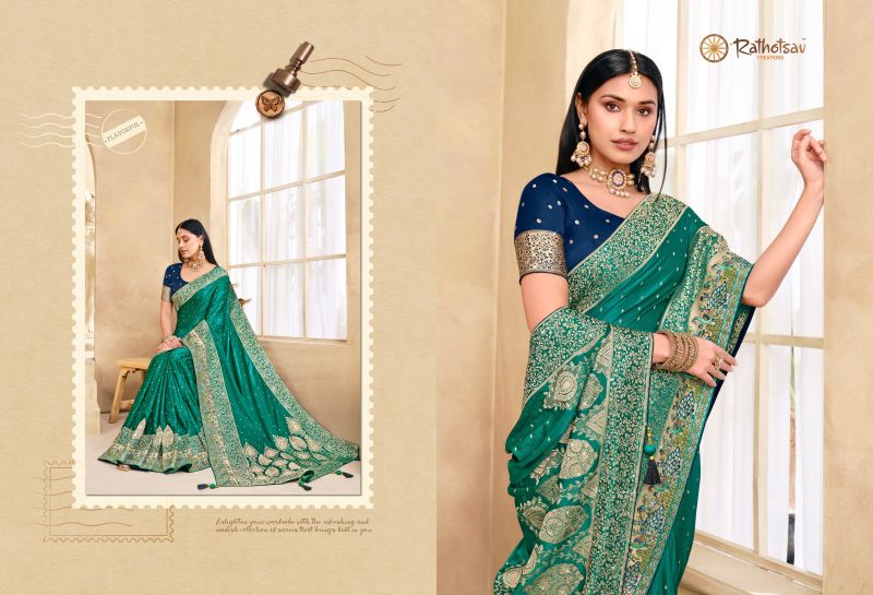 Rajguru Aastha Satin Jacquard Woven Work Saree Catalog — Saree, Rajguru wholesale from Surat — Photo 3