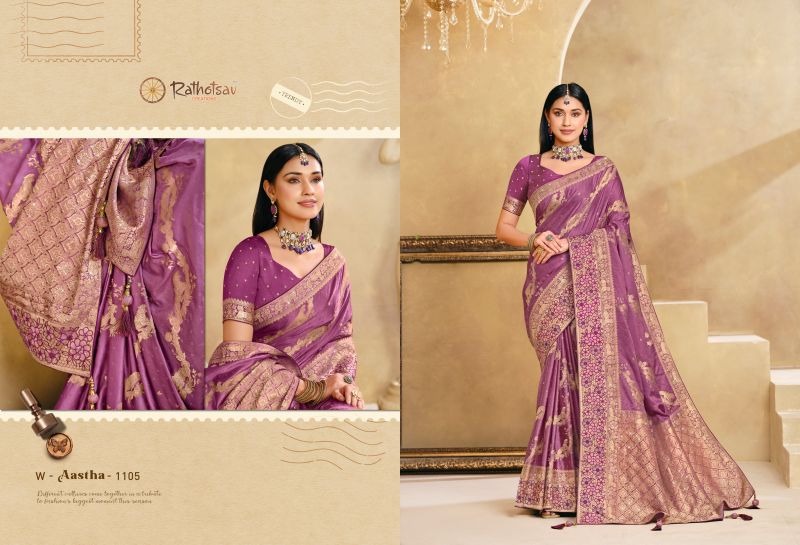 Rajguru Aastha Satin Jacquard Woven Work Saree Catalog — Saree, Rajguru wholesale from Surat — Photo 4
