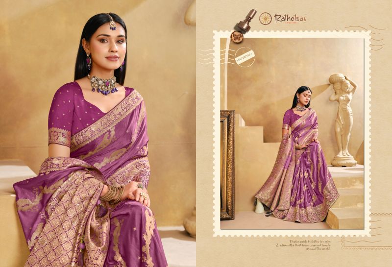 Rajguru Aastha Satin Jacquard Woven Work Saree Catalog — Saree, Rajguru wholesale from Surat — Photo 5