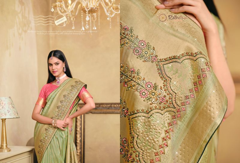 Rajguru Aastha Satin Jacquard Woven Work Saree Catalog — Saree, Rajguru wholesale from Surat — Photo 6