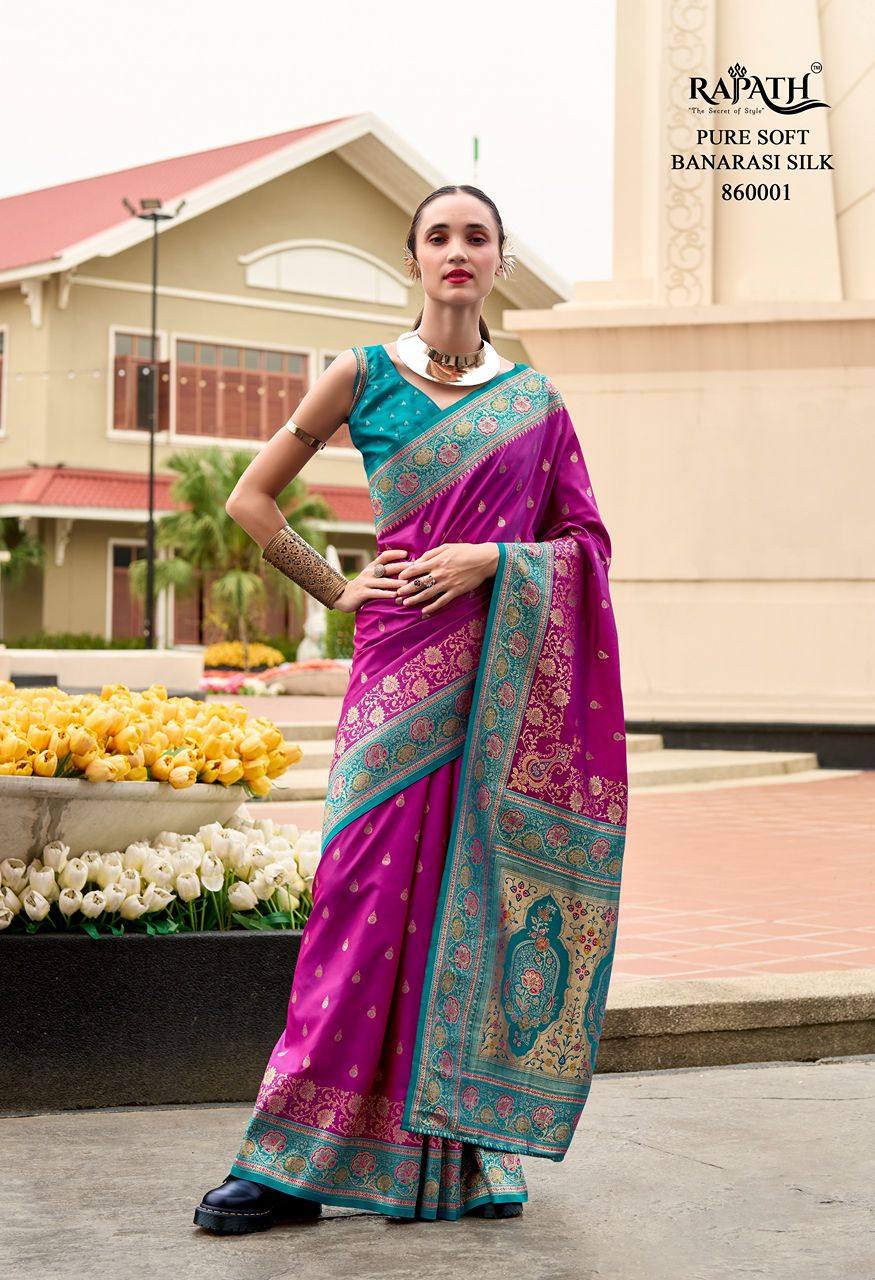 RajPath Fabrics Soundarya Silk Pure Soft Banarasi Silk Saree — Singles, Vardan Ethnic wholesale from Surat — Photo 4