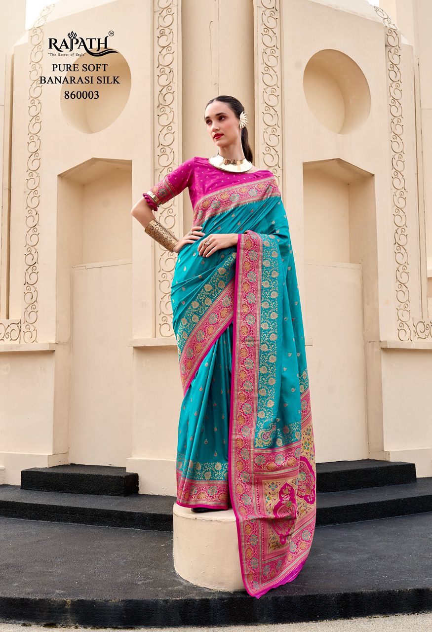 RajPath Fabrics Soundarya Silk Pure Soft Banarasi Silk Saree — Singles, Vardan Ethnic wholesale from Surat — Photo 5