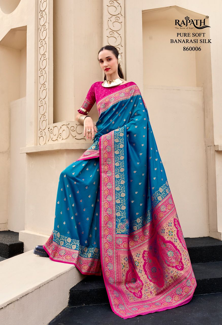 RajPath Fabrics Soundarya Silk Pure Soft Banarasi Silk Saree — Singles, Vardan Ethnic wholesale from Surat — Photo 8