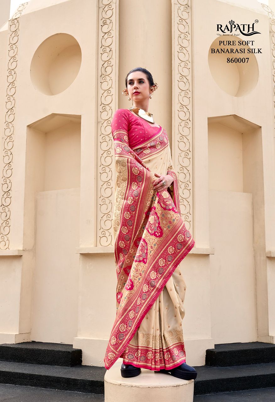 RajPath Fabrics Soundarya Silk Pure Soft Banarasi Silk Saree — Singles, Vardan Ethnic wholesale from Surat — Photo 9