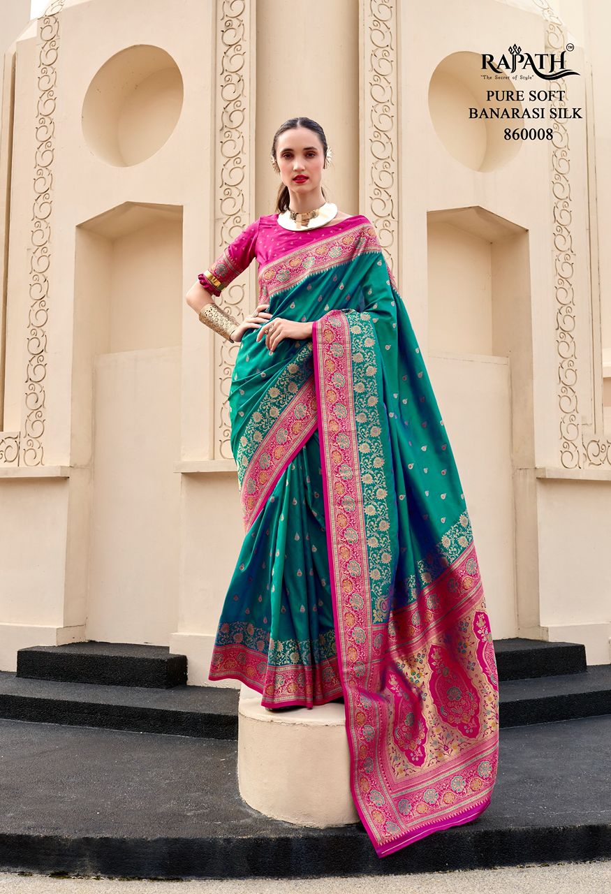 RajPath Fabrics Soundarya Silk Pure Soft Banarasi Silk Saree — Singles, Vardan Ethnic wholesale from Surat — Photo 10