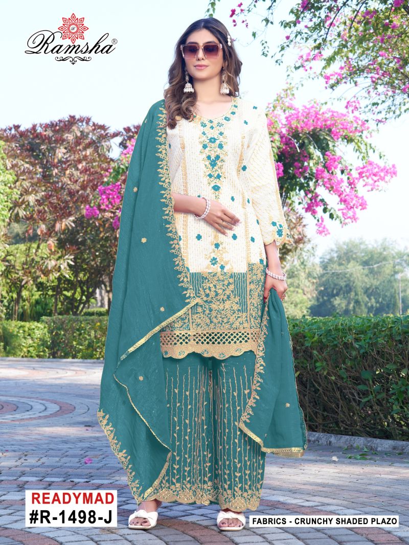 Ramsha R 1498 I To L Crunchy Shaded Embroidered Salwar Kameez