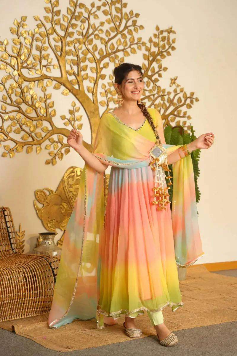 RTC 6069 Fox Georgette Multi Color Designer Anarkali Gown Set — Wholesale Readymade Suit, Vardan Ethnic wholesale from Surat — Photo 6