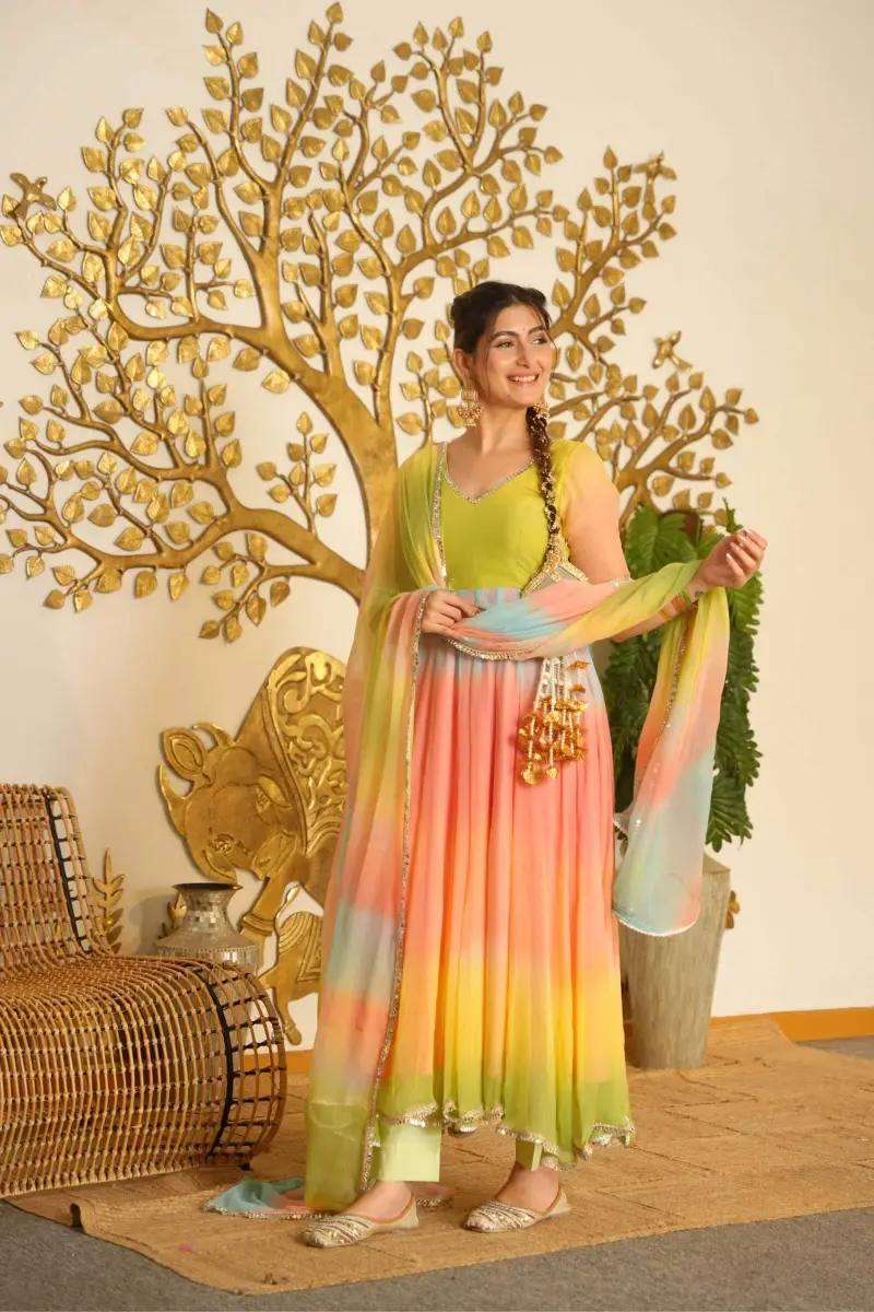 RTC 6069 Fox Georgette Multi Color Designer Anarkali Gown Set