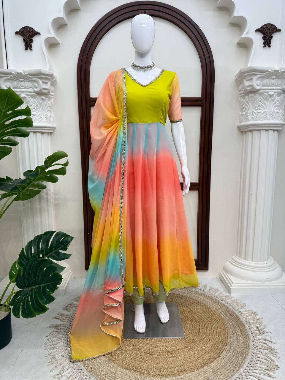 RTC 6069 Fox Georgette Multi Color Designer Anarkali Gown Set — Wholesale Readymade Suit, Vardan Ethnic wholesale from Surat — Photo 5