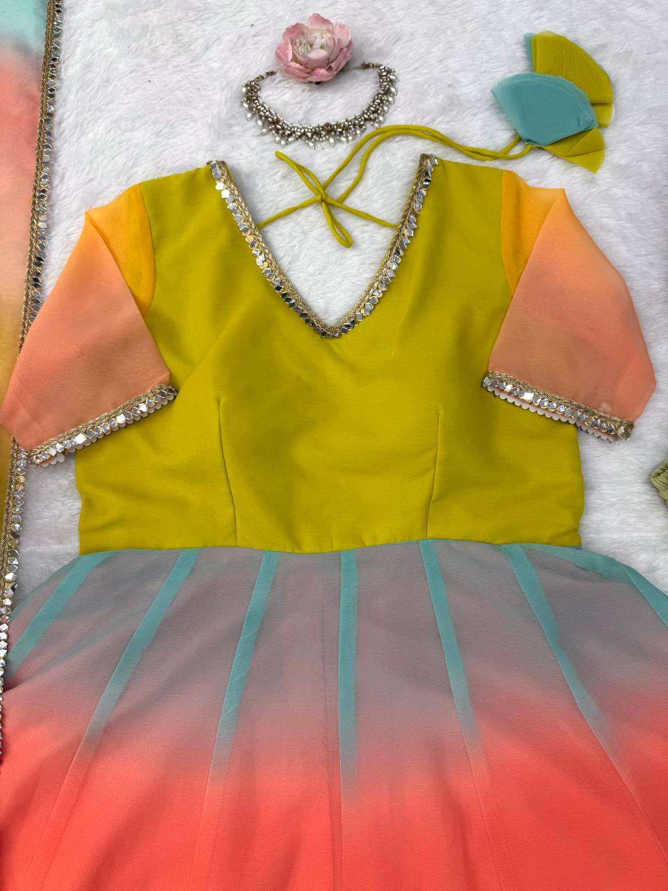 RTC 6069 Fox Georgette Multi Color Designer Anarkali Gown Set — Wholesale Readymade Suit, Vardan Ethnic wholesale from Surat — Photo 3