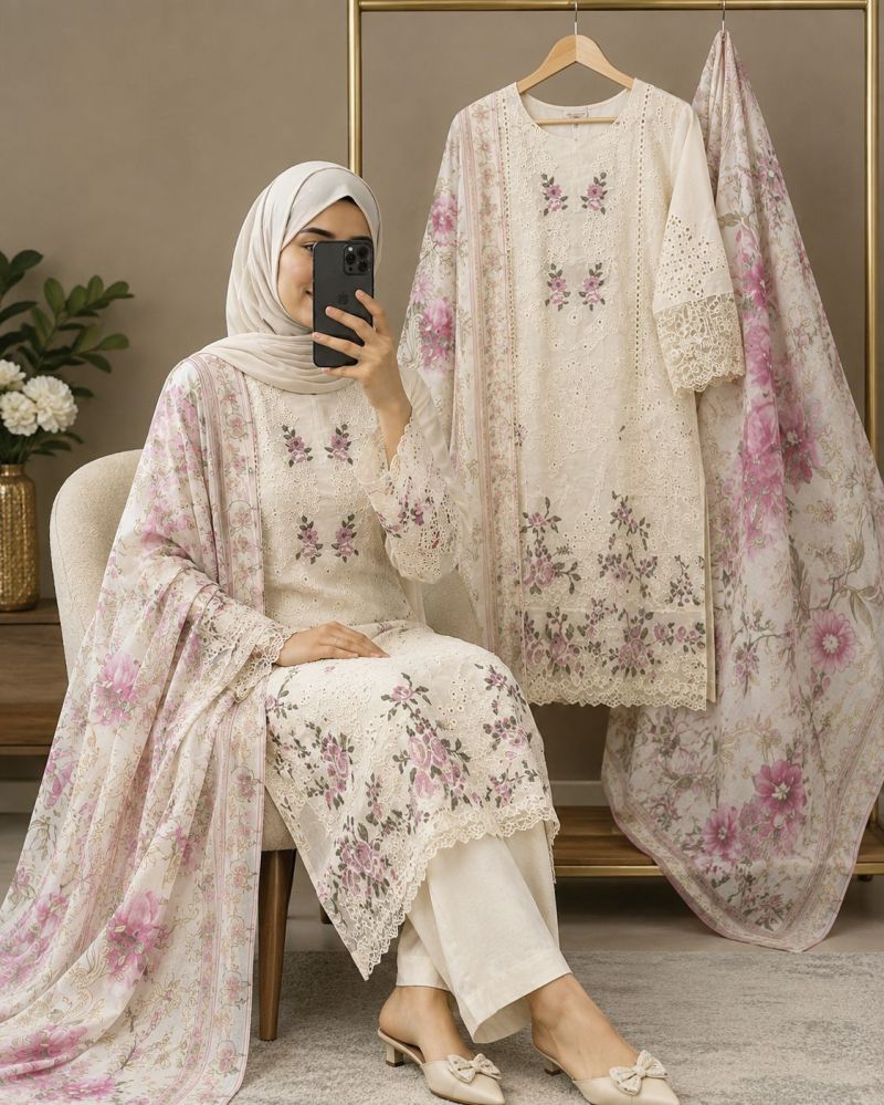 Saniya 7211 A Cotton Chikankari Embroidered Salwar Kameez — Wholesale Pakistani Suits, Saniya wholesale from Surat — Photo 4