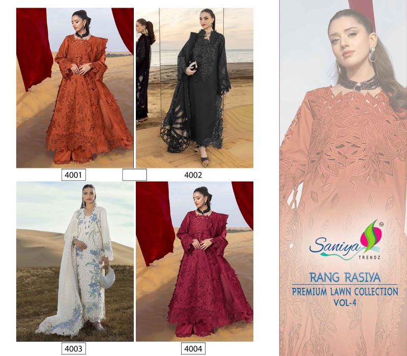 Saniya Rang Rasiya Vol 4 Cotton Chikankari Embroidered Salwar Kameez Collection — Wholesale Salwar Suits, Saniya wholesale from Surat — view 9
