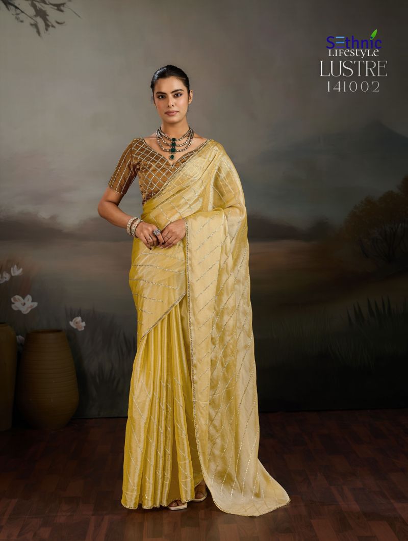 Sethnic Lustre Chic Moss Chiffon Zari Sequence Embroidered Saree Catalog — Wholesale Sarees, Sethnic Lifestyle wholesale from Surat — Photo 6