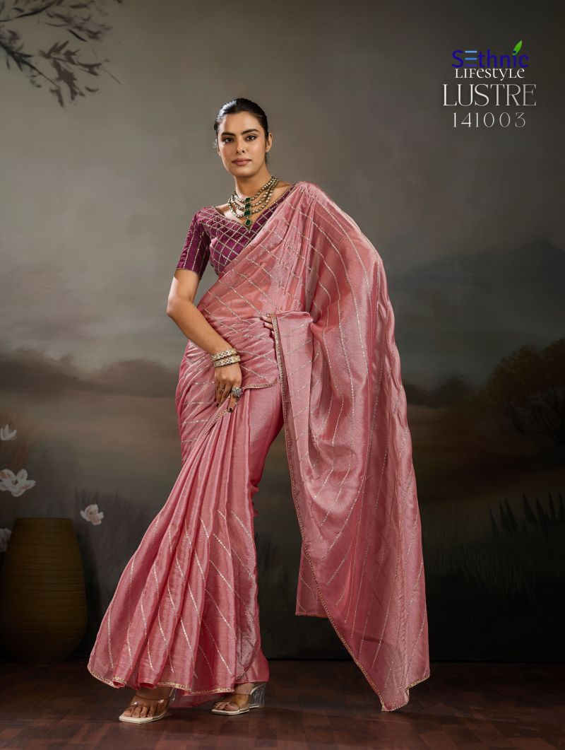 Sethnic Lustre Chic Moss Chiffon Zari Sequence Embroidered Saree Catalog — Wholesale Sarees, Sethnic Lifestyle wholesale from Surat — Photo 5