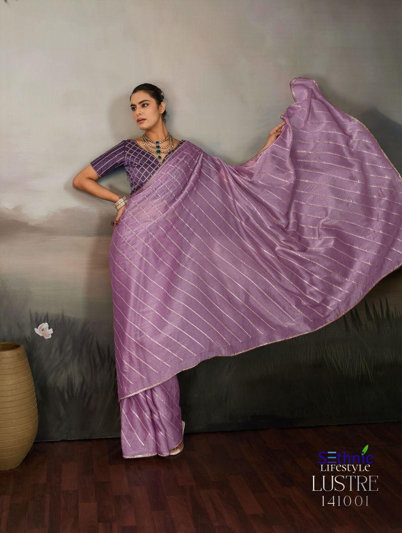 Sethnic Lustre Chic Moss Chiffon Zari Sequence Embroidered Saree Catalog — Wholesale Sarees, Sethnic Lifestyle wholesale from Surat — Photo 4
