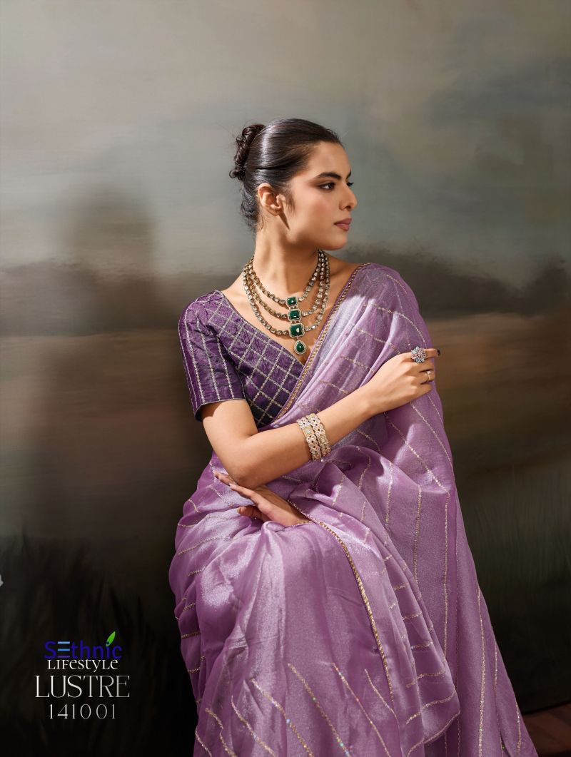 Sethnic Lustre Chic Moss Chiffon Zari Sequence Embroidered Saree Catalog — Wholesale Sarees, Sethnic Lifestyle wholesale from Surat — Photo 8