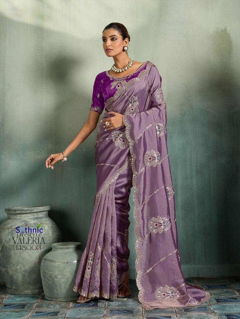 Sethnic Valeria Royale Self Stripe Embroidered Designer Saree Collection — Wholesale Sarees, Sethnic wholesale from Surat — Photo 9