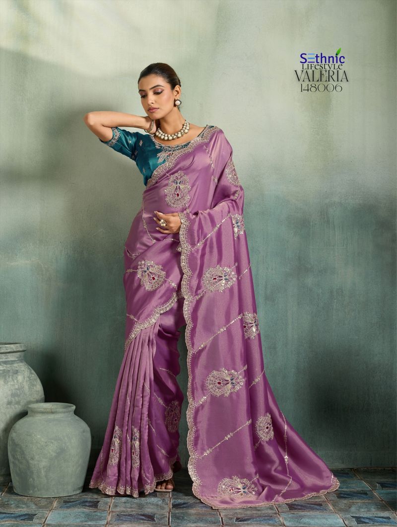Sethnic Valeria Royale Self Stripe Embroidered Designer Saree Collection — Wholesale Sarees, Sethnic wholesale from Surat — Photo 2
