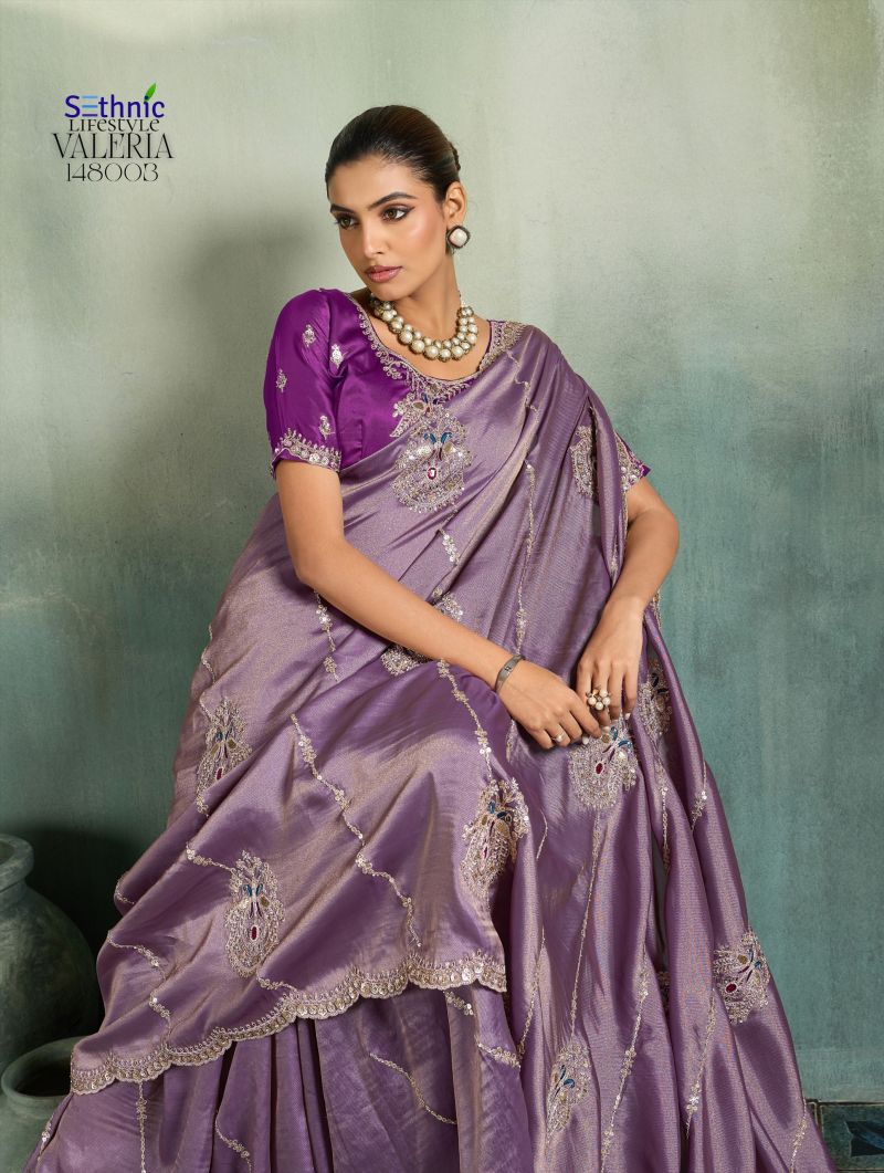 Sethnic Valeria Royale Self Stripe Embroidered Designer Saree Collection — Wholesale Sarees, Sethnic wholesale from Surat — Photo 3