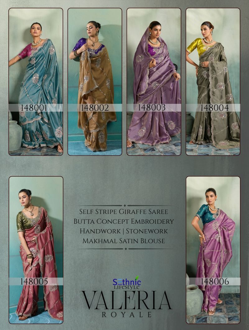 Sethnic Valeria Royale Self Stripe Embroidered Designer Saree Collection — Wholesale Sarees, Sethnic wholesale from Surat — Photo 10