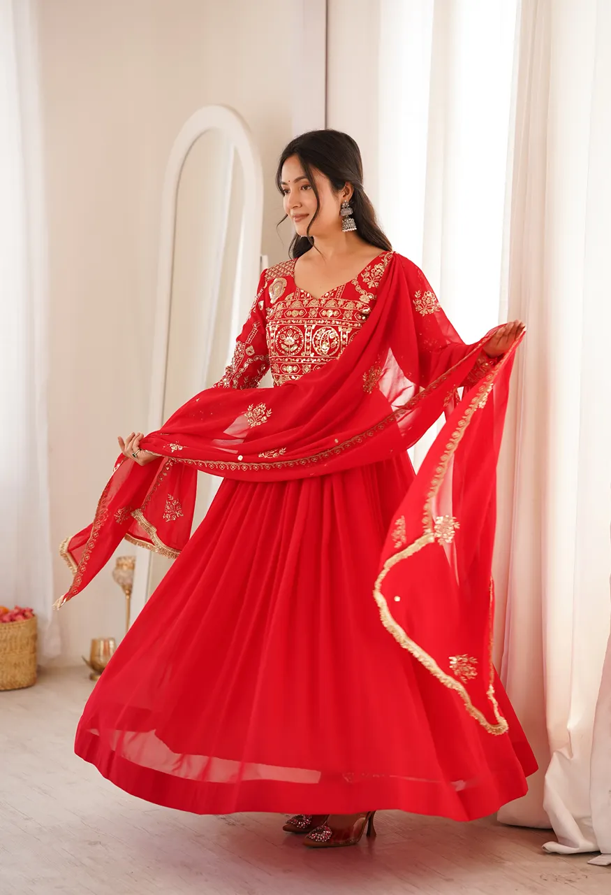 SGF 70 Blooming Georgette Sequin Embroidered Ready to Wear Suit — Wholesale Kurtis, Vardan Ethnic wholesale from Surat — Photo 4