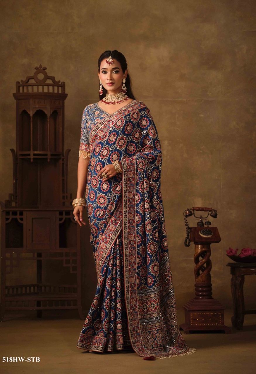 Mahotsav Nimaya Rajwadi Vol 04 Premium Natural Crepe Designer Saree — Singles, Mahotsav wholesale from Surat — Photo 5