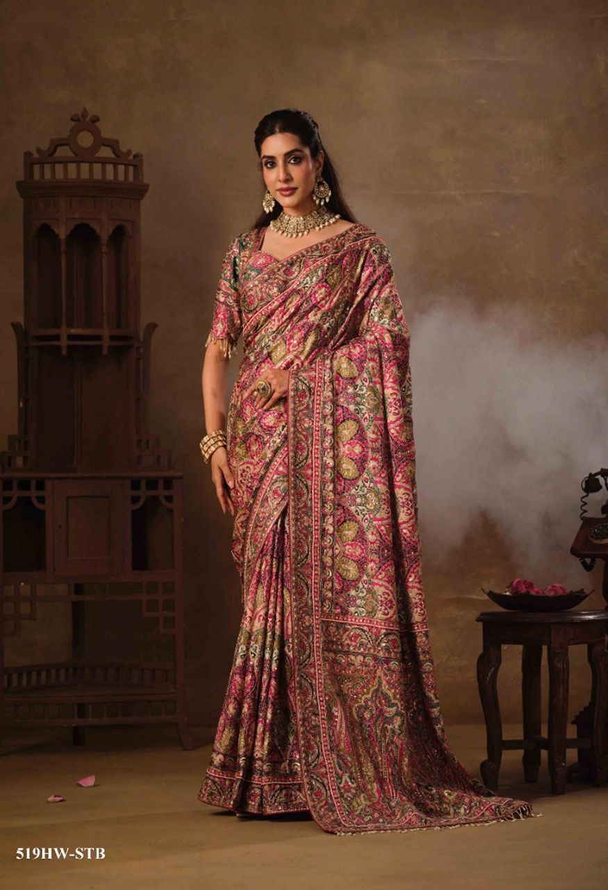 Mahotsav Nimaya Rajwadi Vol 04 Premium Natural Crepe Designer Saree — Singles, Mahotsav wholesale from Surat — Photo 6