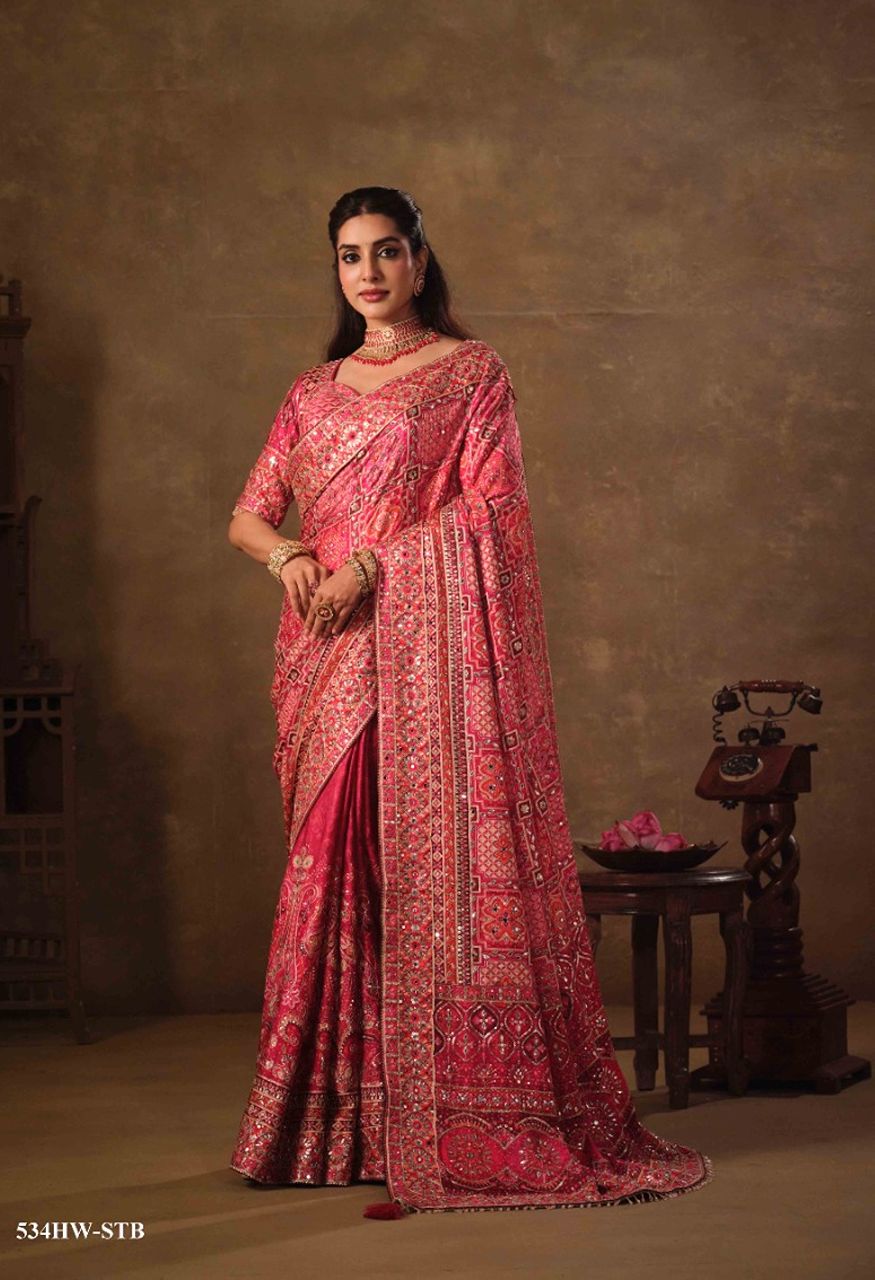 Mahotsav Nimaya Rajwadi Vol 04 Premium Natural Crepe Designer Saree — Singles, Mahotsav wholesale from Surat — Photo 7