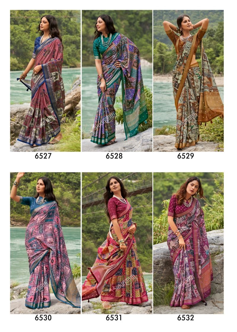 Siddharth Kacchi Mirror Soft Tusser Silk Mirror Work Saree — Wholesale Sarees, Vardan Ethnic wholesale from Surat — Photo 11