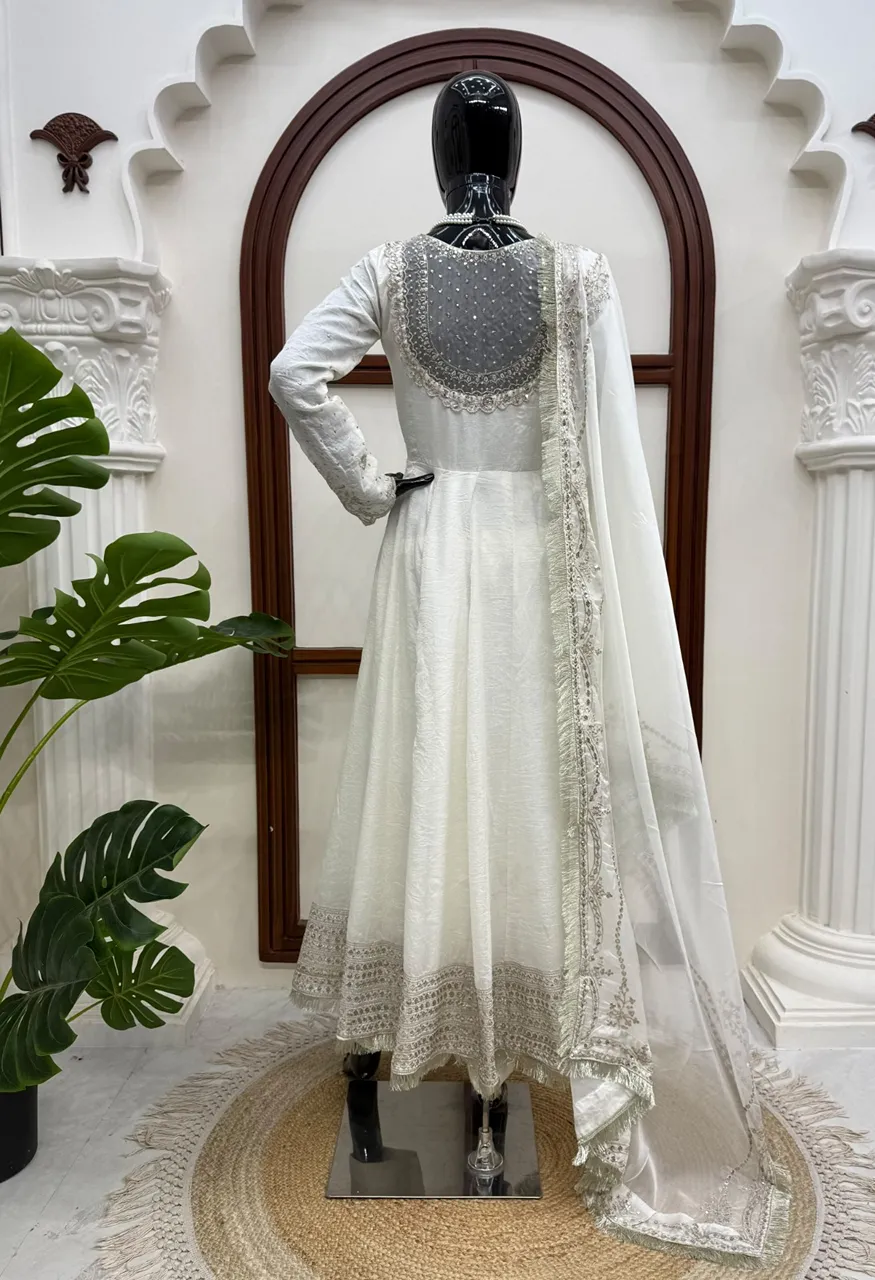 SLIG 6079 Anarkali Suit Vichitra Thread Sequin Work — Wholesale Kurtis, Vardan Ethnic wholesale from Surat — Photo 4