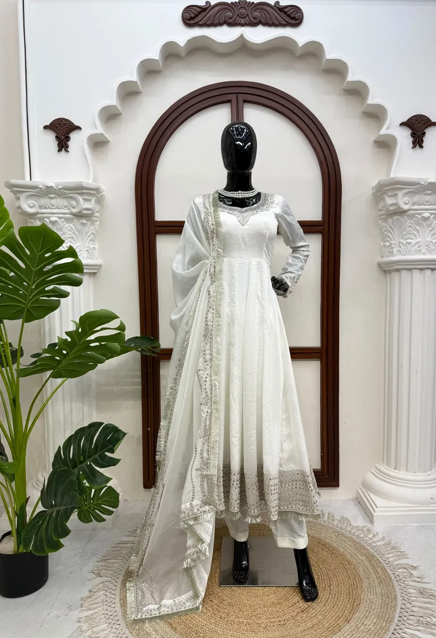 SLIG 6079 Anarkali Suit Vichitra Thread Sequin Work — Wholesale Kurtis, Vardan Ethnic wholesale from Surat — Photo 5