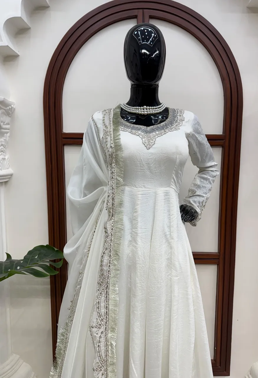 SLIG 6079 Anarkali Suit Vichitra Thread Sequin Work — Wholesale Kurtis, Vardan Ethnic wholesale from Surat — Photo 6