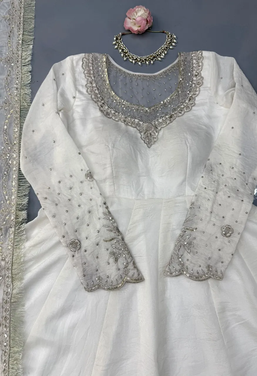 SLIG 6079 Anarkali Suit Vichitra Thread Sequin Work — Wholesale Kurtis, Vardan Ethnic wholesale from Surat — Photo 7