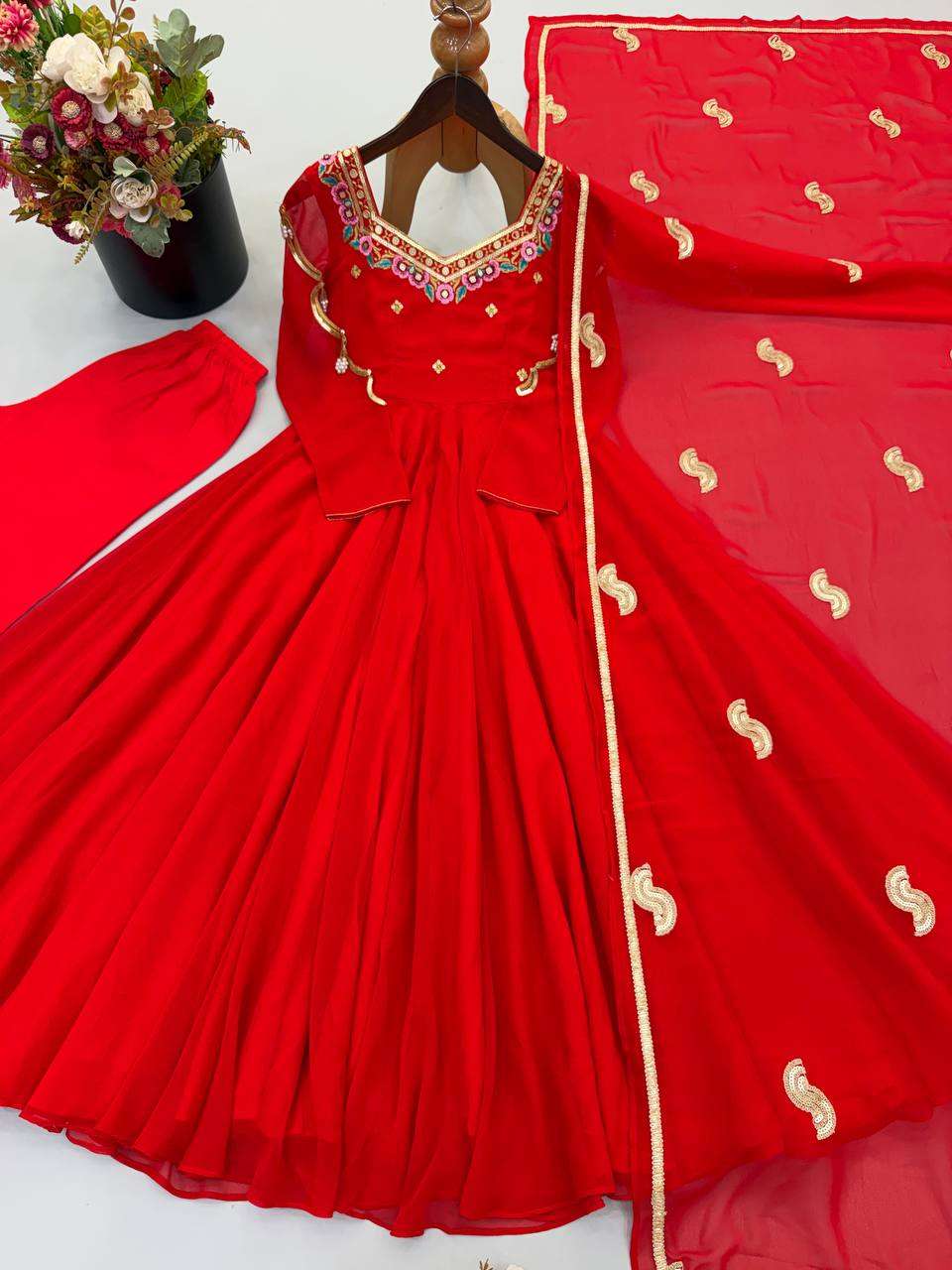 SRK 5363 Georgette Sequence Embroidery Work Party Wear Gown Suit — Wholesale Readymade Suit, Vardan Ethnic wholesale from Surat — view 6