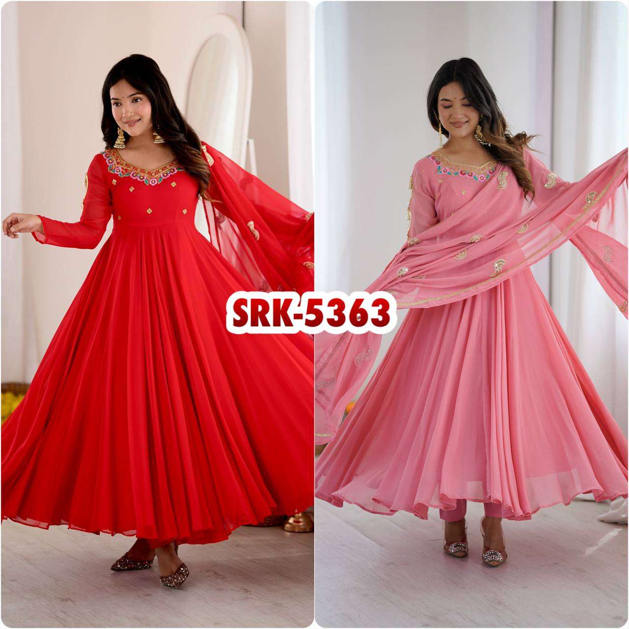 SRK 5363 Georgette Sequence Embroidery Work Party Wear Gown Suit — Wholesale Readymade Suit, Vardan Ethnic wholesale from Surat — view 8