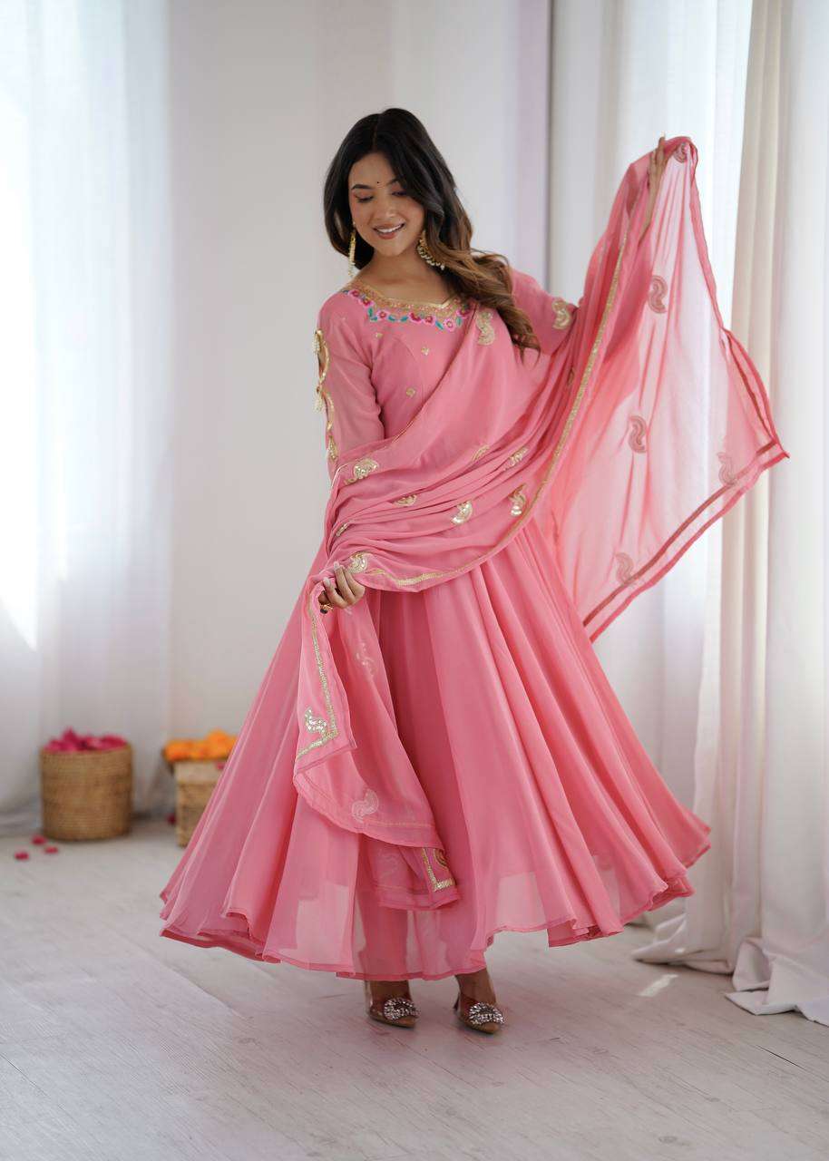SRK 5363 Georgette Sequence Embroidery Work Party Wear Gown Suit — Wholesale Readymade Suit, Vardan Ethnic wholesale from Surat — view 4