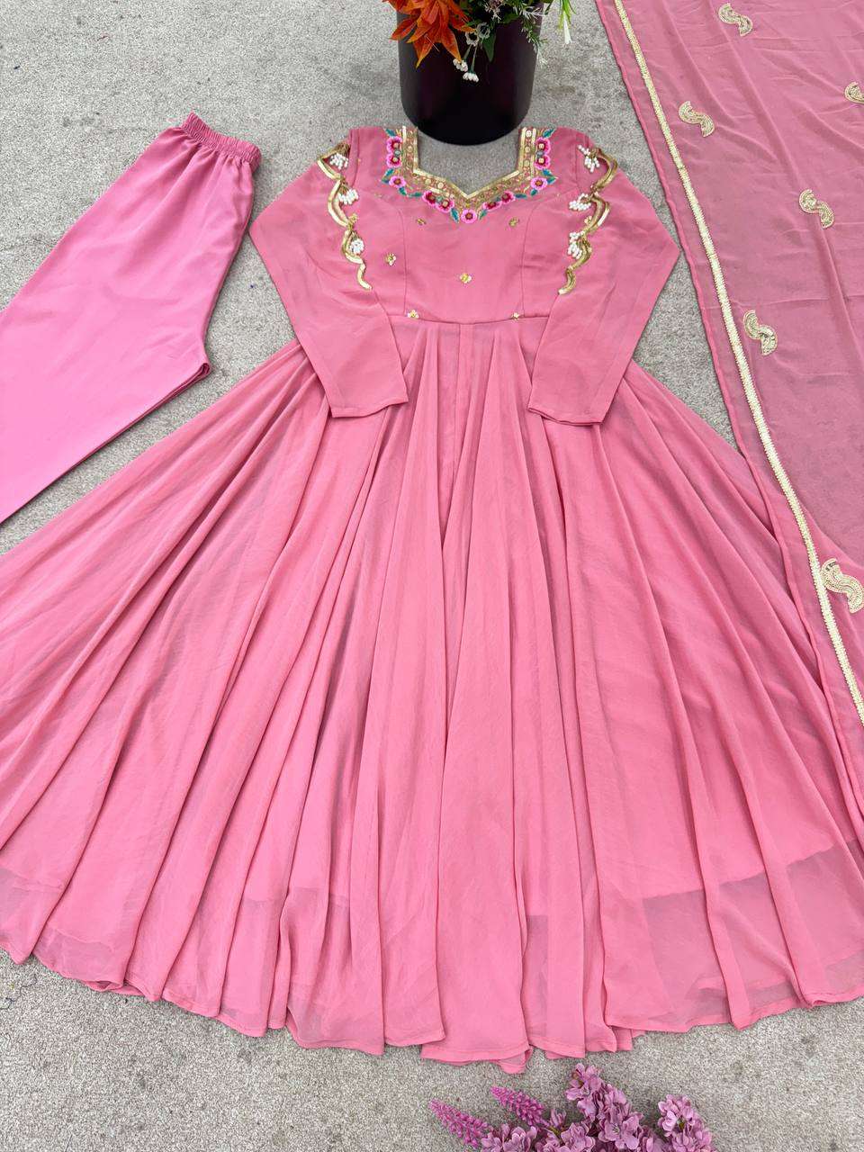 SRK 5363 Georgette Sequence Embroidery Work Party Wear Gown Suit — Wholesale Readymade Suit, Vardan Ethnic wholesale from Surat — view 3