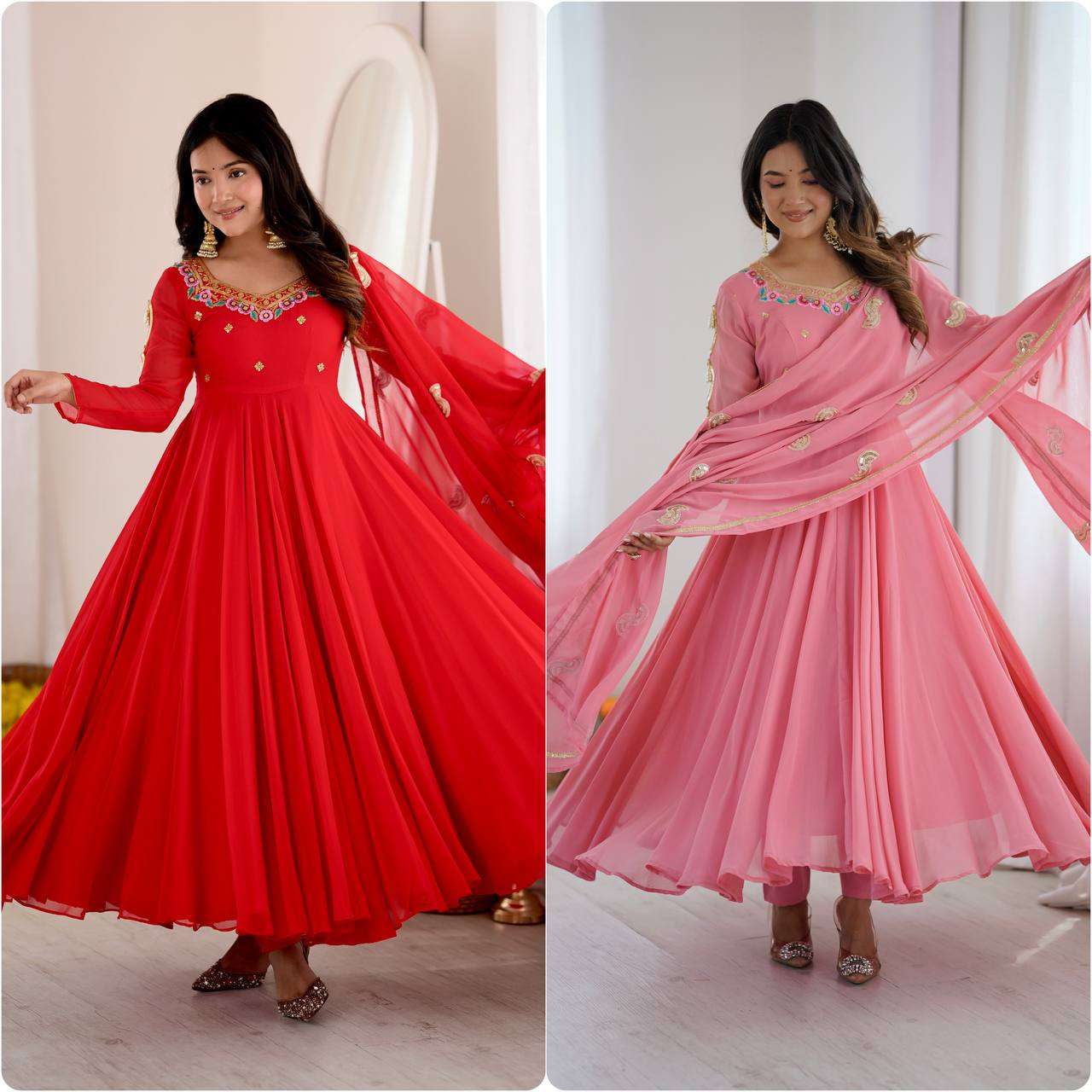 SRK 5363 Georgette Sequence Embroidery Work Party Wear Gown Suit — Wholesale Readymade Suit, Vardan Ethnic wholesale from Surat — view 2