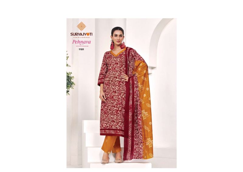 Suryajyoti Pehnava Vol 11 Readymade Cambric Cotton Printed Kurti With Bottom Dupatta Set — Wholesale Kurtis, Vardan Ethnic wholesale from Surat — Photo 9