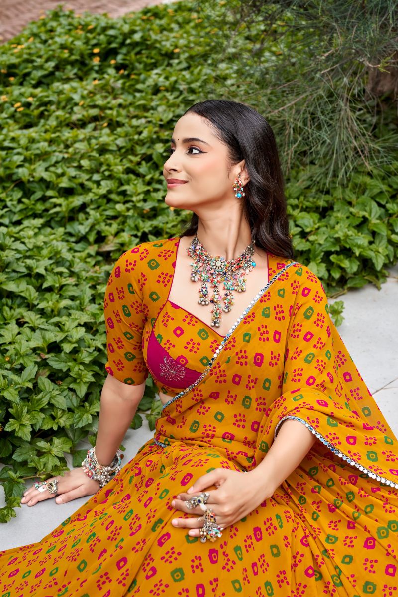Taraa L 1743 Georgette Bandhej Printed Navratri Lehenga Choli