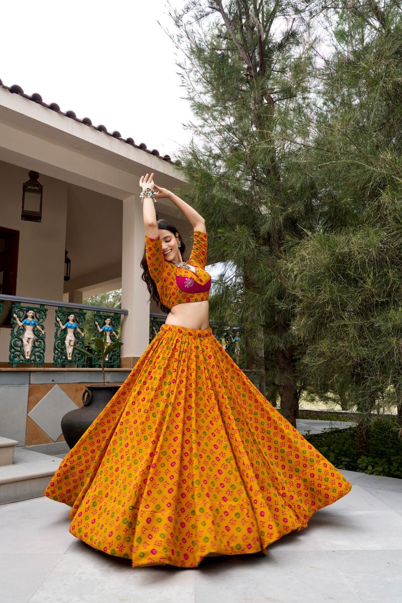 Taraa L 1743 Georgette Bandhej Printed Navratri Lehenga Choli — Wholesale Lehenga wholesale from Surat — Photo 3